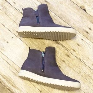 Ecco Brown Nubuck Leather Sneaker Ankle Booties Size EU38